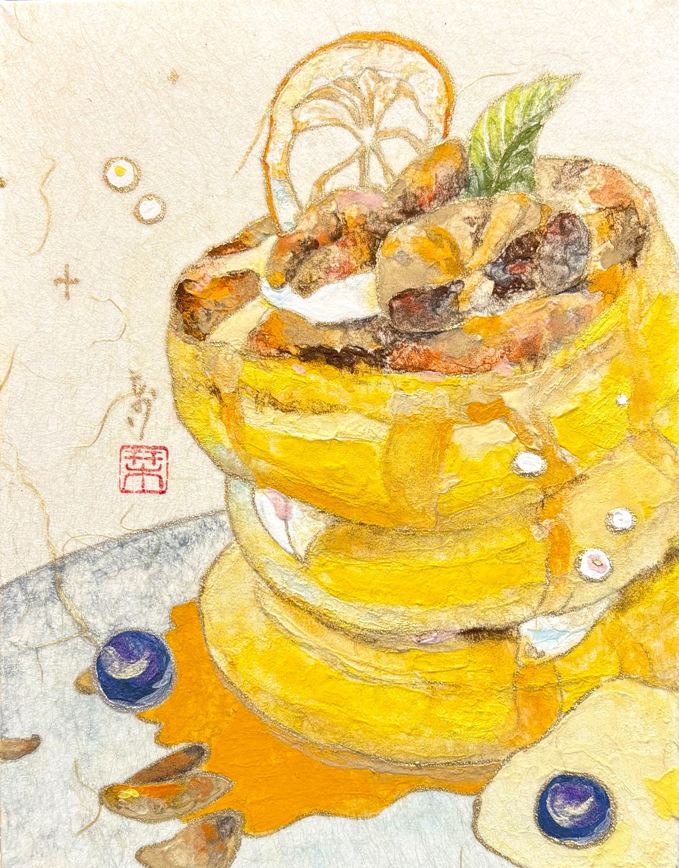 「ぱんけーきにかすみ草」