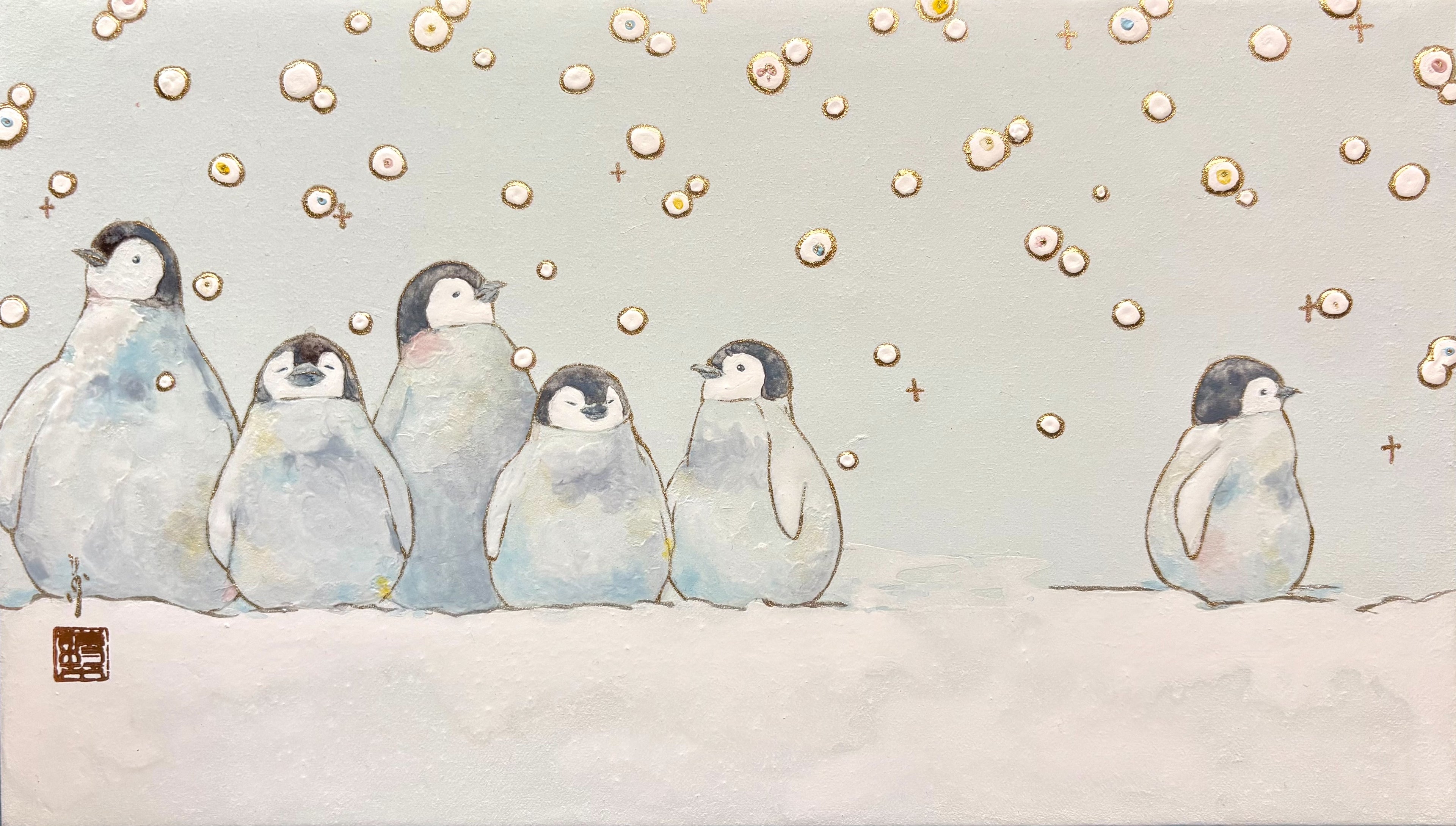 「海鳥にかすみ草」